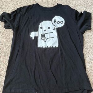 Black Tee with Ghost and Boo Graphic
